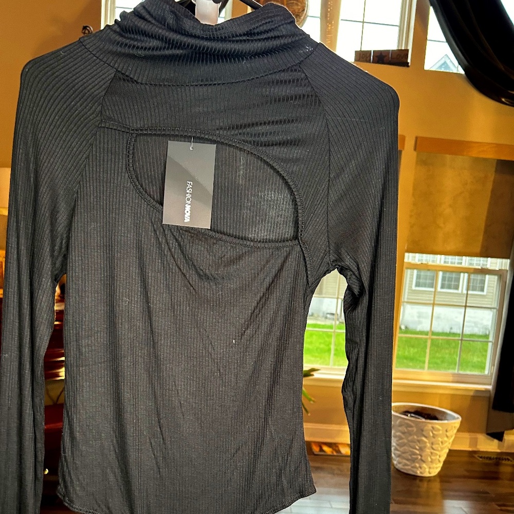 FASHION NOVA BLACK RIBBED BODY SUIT *NWT